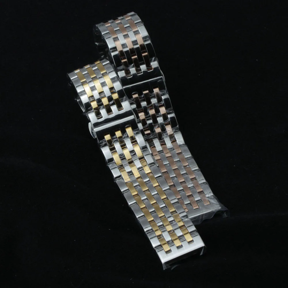 

Watchband Polished Men 20mm 22mm Stainless Steel Watch Strap Bracelet for luxury sport watch High Quality Silver and gold color