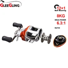 GLEEGLING Магнитная Тормозная система Макс 8 кг/17,6lb рыболовная Катушка 12 BB+ 1 Шариковые подшипники 6,3: 1 идеальная низкая передаточная катушка