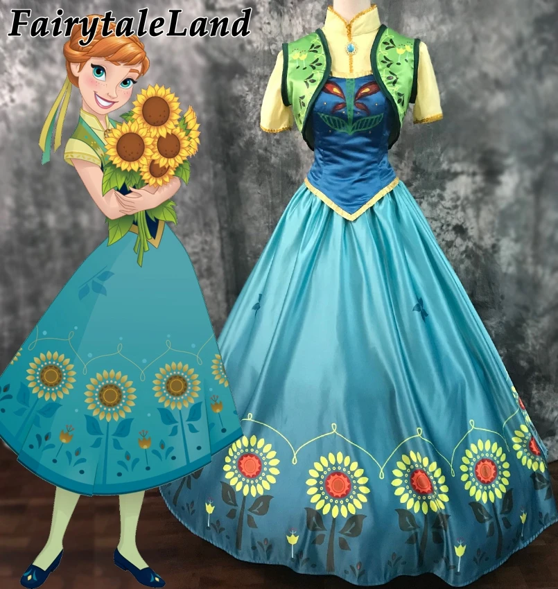 Snow Grow Fever Princess Anna Cosplay Costume Cartoon Halloween