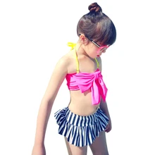 Летние купальники из двух предметов для девочек, новинка года, бикини, костюмы для девочек 3, 4, 5, 6, 7 лет, красивая пляжная одежда для девочек, милый купальник-танкини