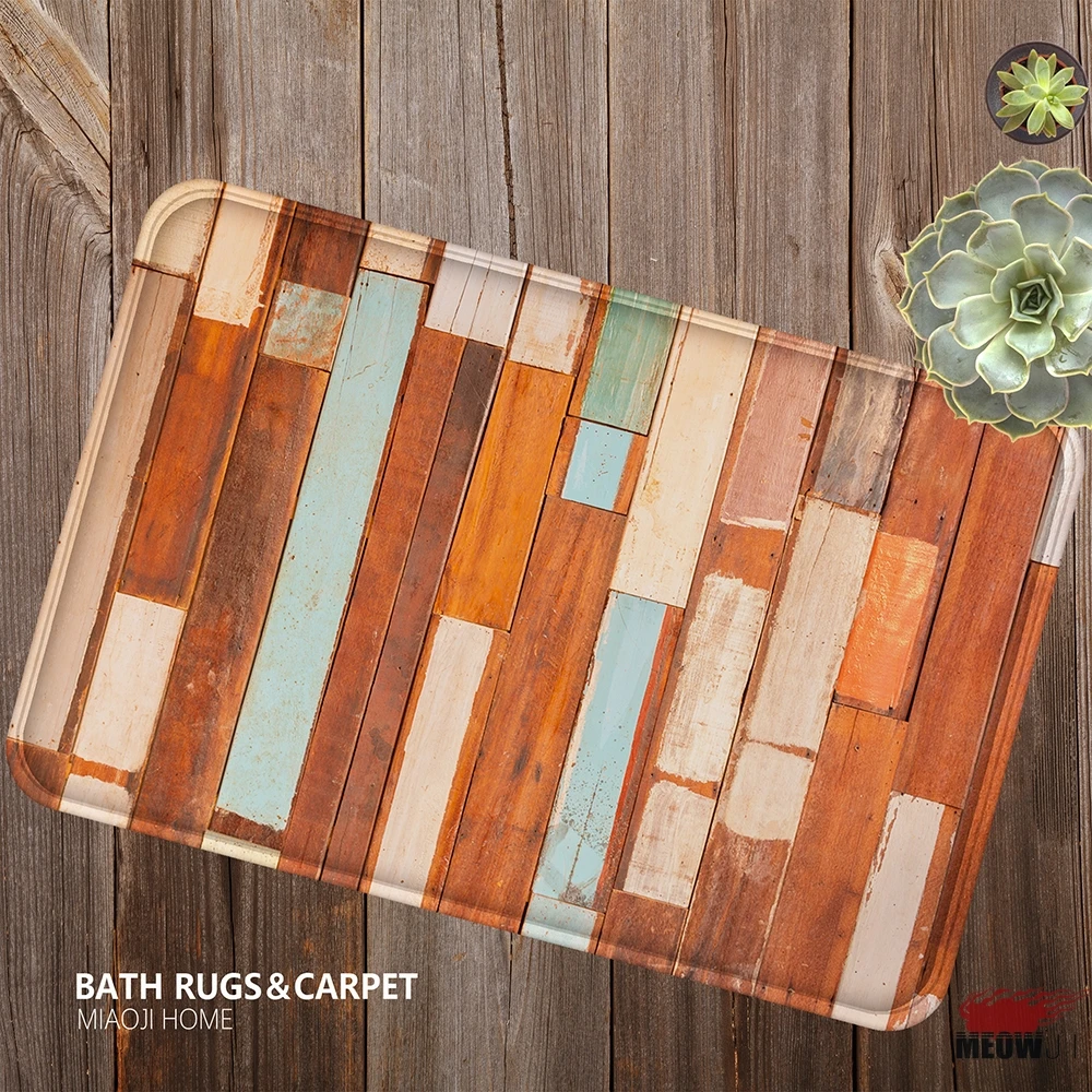 [MIAOJI] Ретро архаичная искусственная Древесина зерна деревянная доска мягкий коврик для ванной влагопоглощающий коврик нескользящий 40x60 см