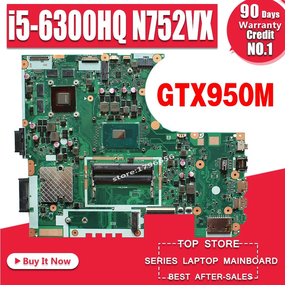  N752VX With I5-6300HQ CPU GTX950M motherboard REV2.0 For ASUS N752V N752VX laptop mainboard Tested 
