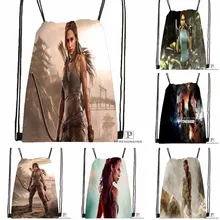 Пользовательские Tomb Raider Drawstring сумка-рюкзак для парня девушку милый рюкзак дети сумка(черный назад) 31x40 см#180531-01-33