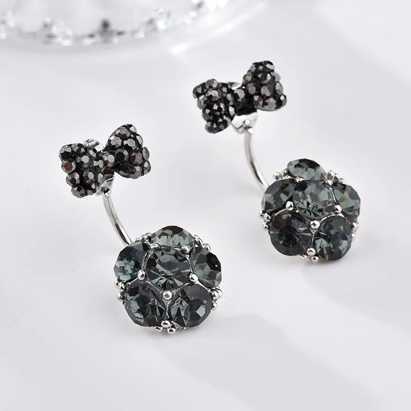 

New Bow Girl Stud Earrings Royal Blue Synthetic Crystal Earring Celebrity Stud Earrings Boucles D'oreilles Pour Les Femmes Aros