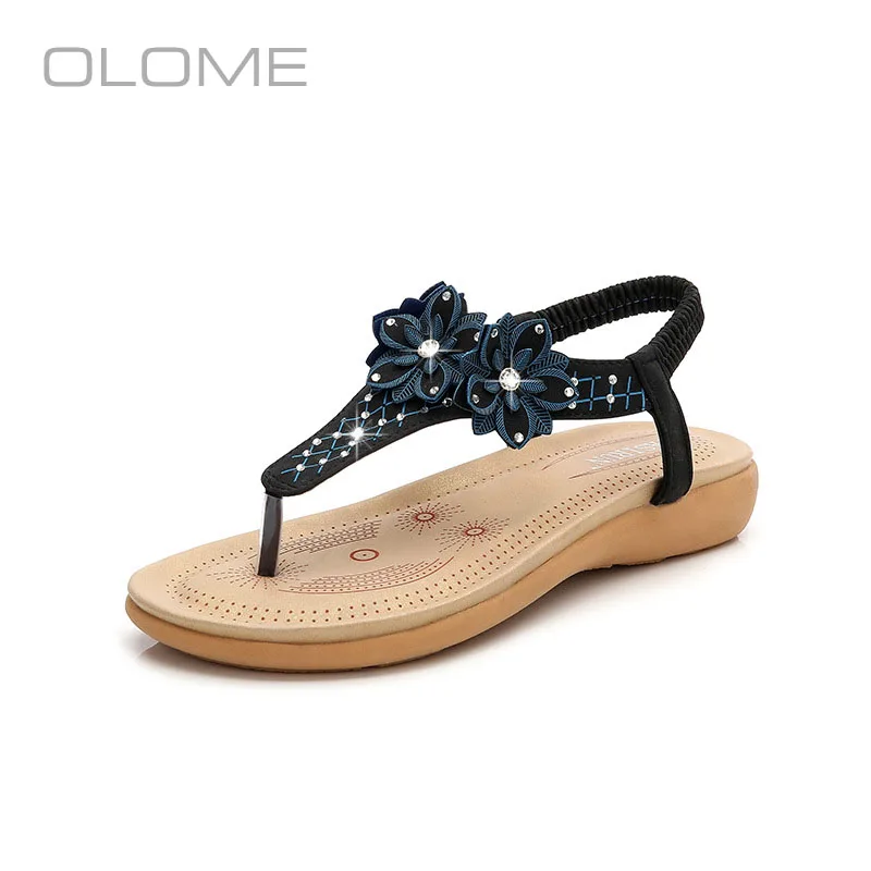 

OLOME summer New super fire personality wild Fashion flower round head casual word with Wear resistant sandals female
