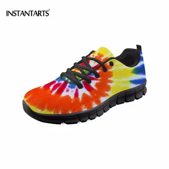 

INSTANTARTS Multicolor Floral Pattern Women Fashion Sneakers Youth Girl Breathable Lace Up Walking Flat Shoes Women Casual Shoes