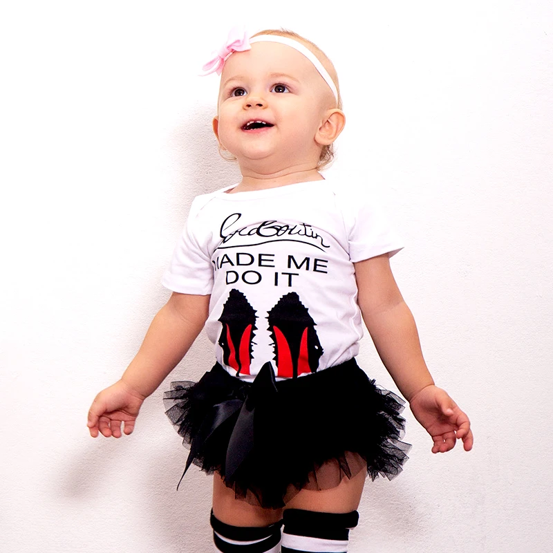 

Floral Pig Baby Girl Clothes Set 2pcs Short Sleeve High Heels Print Cotton Rompers Tops Tutu Mesh Tulle Skirt Outfits Set Summer