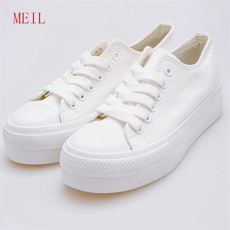 

Flats Canvas Shoes Woman White Black Platform Sneakers Women Casual Shoes Ladies Trainers Footwear Basket Femme Zapatos De Mujer