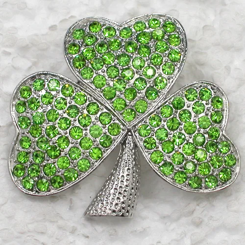 Shamrock Clover Brooch Rhinestone Pin Brooches C2010 K Brooches
