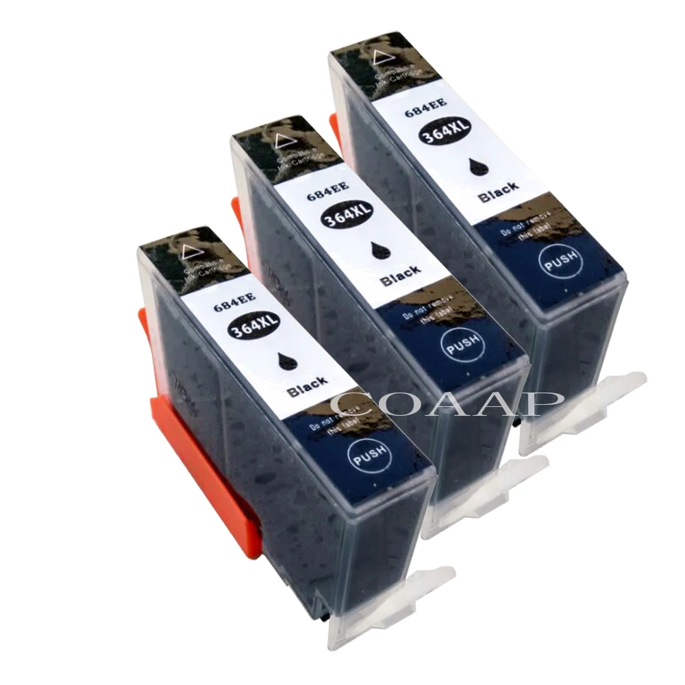 3pk Compatible hp364 Black Ink Cartridges For HP Photosmart 5510 5520 Deskjet 3070A 3520 