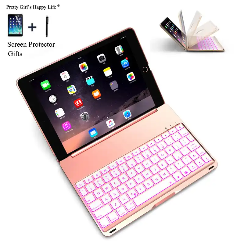 キーボード用ipad 18 A13カラフルなバックライトワイヤレスbluetoothキーボードケースカバーipad用9 7 17アルミ合金fundas タブレット 電子書籍ケース Aliexpress
