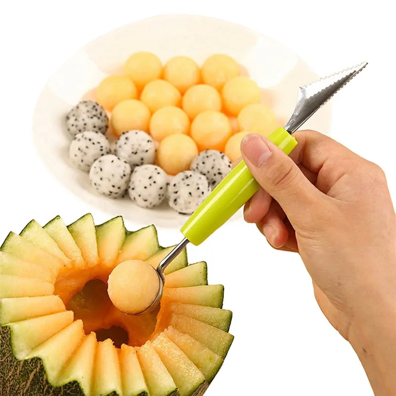 

Creative Ice Cream Dig Ball Scoop DIY Dual Use Assorted Cold Dishes Spoon Tool Melon Fruit Carving Knife Cutter Gadgets