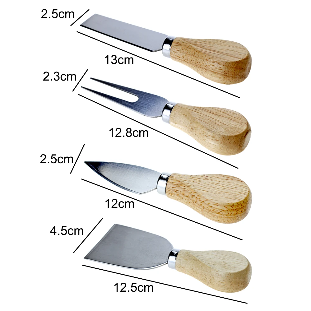 MOSEKO 4 шт./компл. Набор ножей для сыра из нержавеющей стали сырорезка с деревянной ручкой сыра кухонная принадлежность для резки полезный инструмент для приготовления пищи