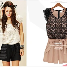 Женские комбинезоны, Комбинезоны для женщин, кружевной комбинезон, шорты, корейские Соединенные Брюки для женщин