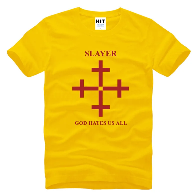 Slayer God Hate Us All Metal Мужская футболка с рок-музыкой, новинка, хлопковая футболка с коротким рукавом и круглым вырезом, Повседневная футболка