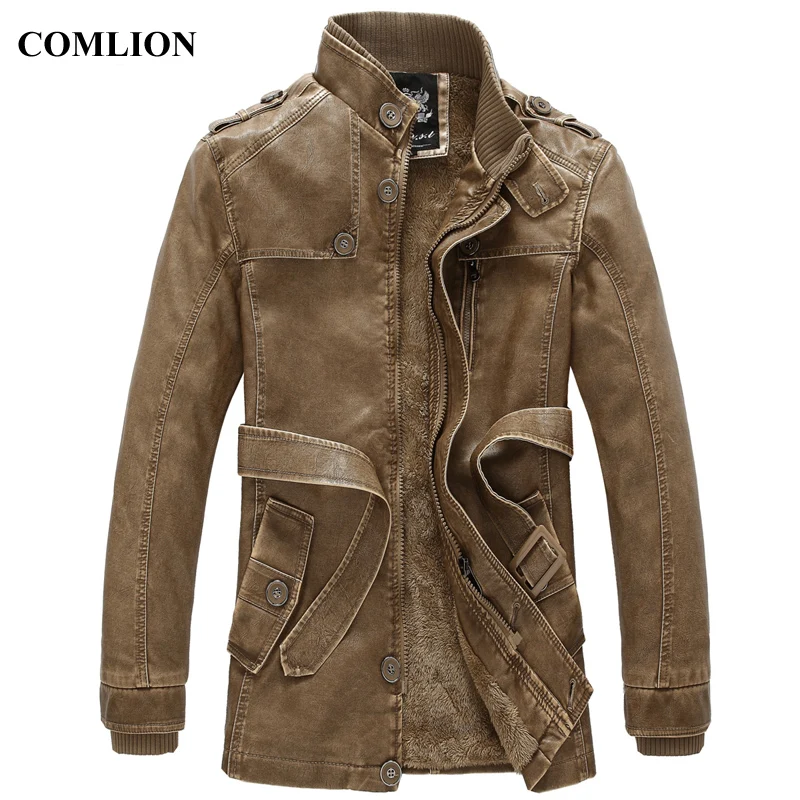 2018 осень зима Chaqueta Длинная кожаная куртка новинка модные мужские плащи из мытой