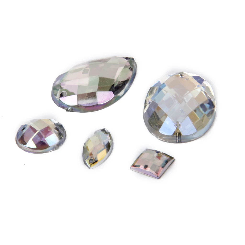 50pcs Crystal Sewing Button Rhinestones Flatback Decoration DIY Crafts Mixed Styles for Garment Bags Headband Gift Wrapping