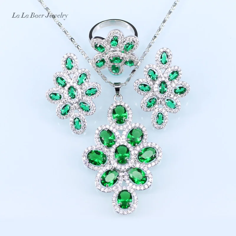 Jpalace 3ct Simulated Nano Emerald Pendant Necklace 925 Sterling Silver Gemstone