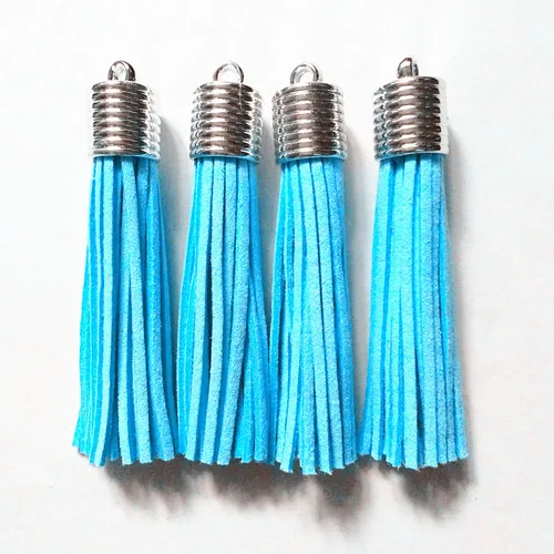 

New Suede Tassel Silver Cap DIY Handmade Material Leather Tassel Trim Fringe Garments Curtains Keychain Decor Crafts Tassels