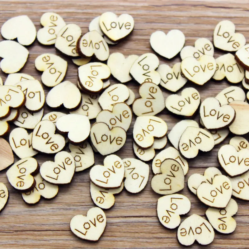 10 pièces/LOT. Bois 1.8cm coeur d'amour naturel sans autocollants Scrapbooking kit mariage saint valentin artisanat matériel bricolage jouets OEM (lot de 10)