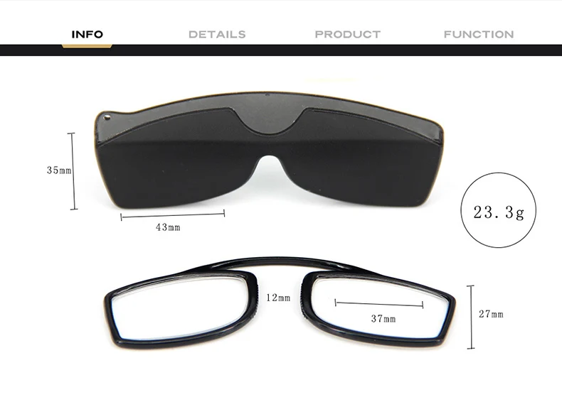 DIDI TR90, мини очки для чтения, зажим для носа, прямоугольные оптические очки с коробкой, кошелек, очки по рецепту, градусов от 1,0 до 3,0, UN951