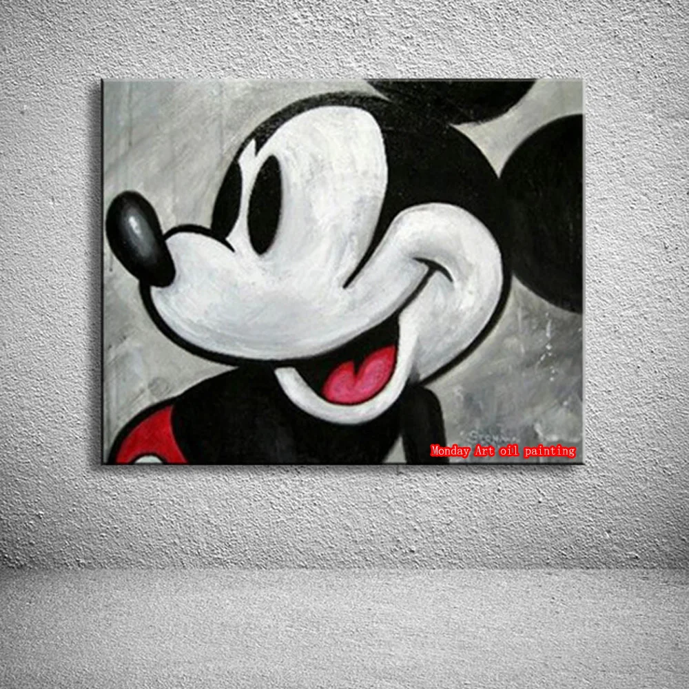 

Cartoon canvas oil painting Hand painted Mickey Mouse Oil Painting Wall Art Picture For Living Room kid's room Decoration gift