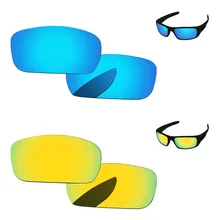 24 К золотой и голубой лед 2 пары зеркало Поляризованные замена оптические стёкла для коленчатого вала солнцезащитные очки женщин рамки UVA и UVB