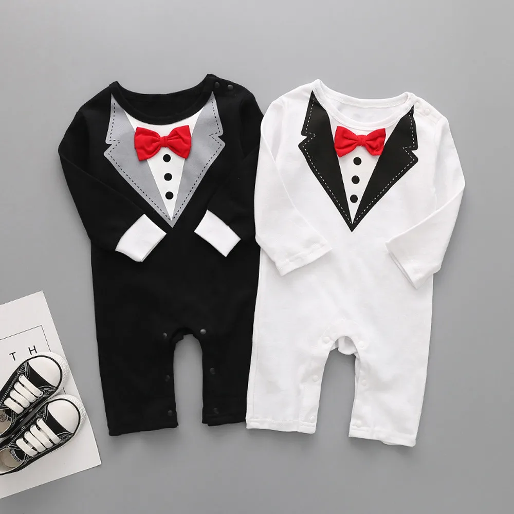 

Cute Romper Baby Boy Romper Outfits Sets Jumpsuit Lovely Fashion Bow Tie Romper Handsome Gentleman Clothes ropa bebe invierno