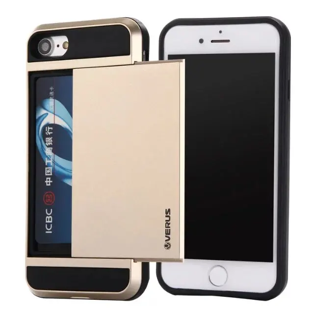 

New Hard Hybrid Case Storage Bag For iPhone 7 7 Plus Card Pocket Wallet Housing Phone Cover free Screen film