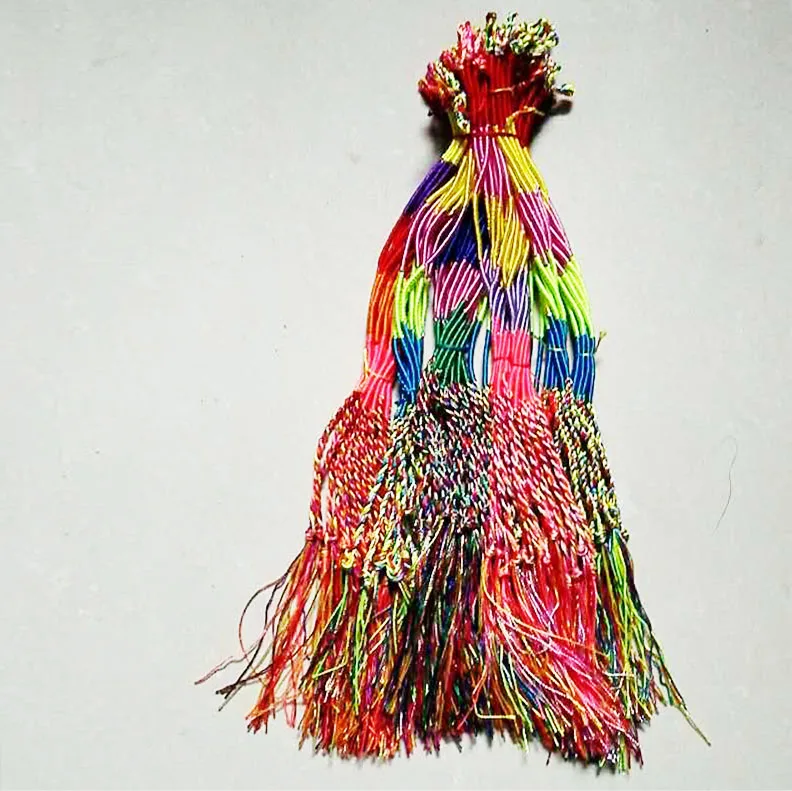 

Bohemian Brazil Cheap Colorful Rainbow Handmade Weave Woven Braided Rope Thin String Strand Friendship Bracelet