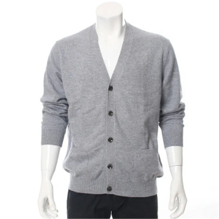 Высокое качество коза, кашемир Vneck вязаный мужской модный нейтральный цвет кардиган свитер H-straight S/2XL