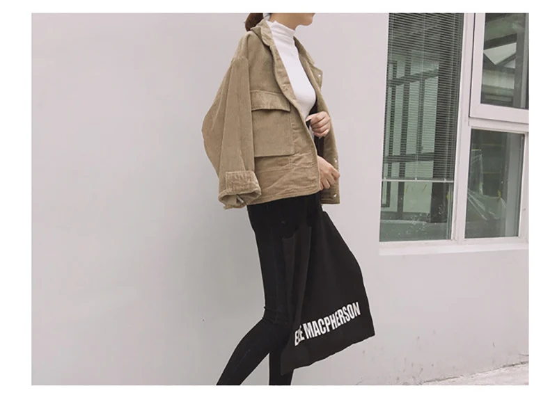 Scsech Women Jacket Corduroy Retro Double Pocket Wind Loose Baseball Short Jacket Coats Spring And Autumn Casual Jacket D8A129 (10)