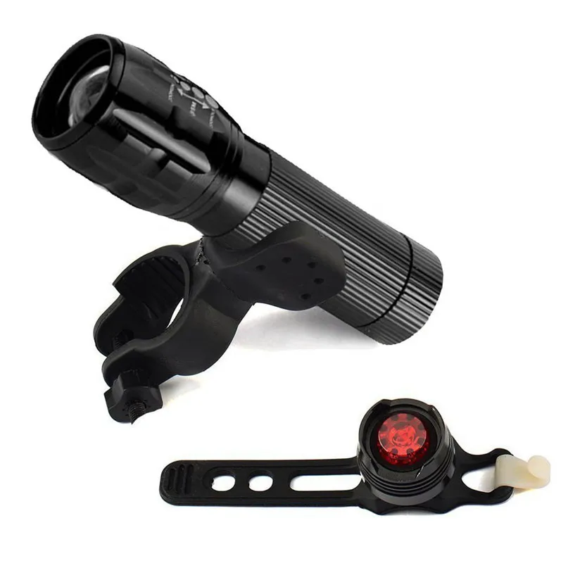 360 Degree Rotation Front Light Rear Light & Battery Bicycle Light  Bike Headlight Front Mount Bracket Set #2A27 (3)