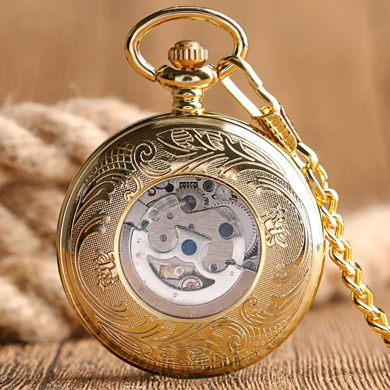 Подарок Благородный Стильный золотой элегантный классический автоподзаводом карманные часы ретро Винтаж Прохладный Феникс