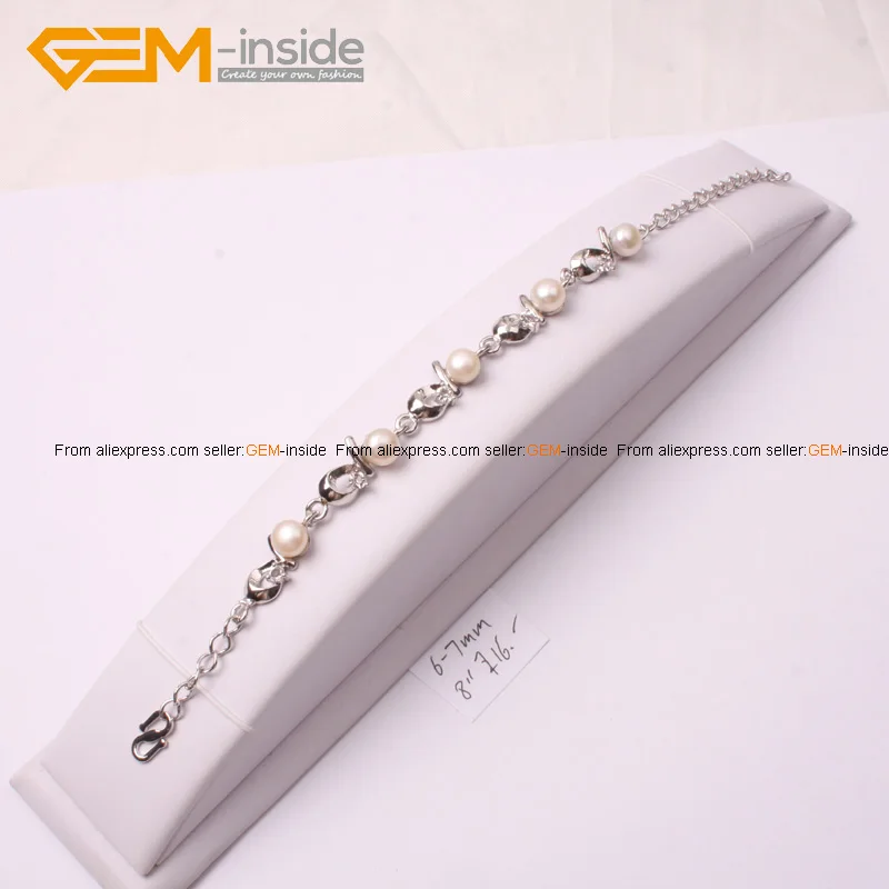 

Gem-inside Pearl Bracelet 6-7mm 3 Colors Freshwater Pearl Stainless Steel Adjustable 8inch Fashion Jewelry