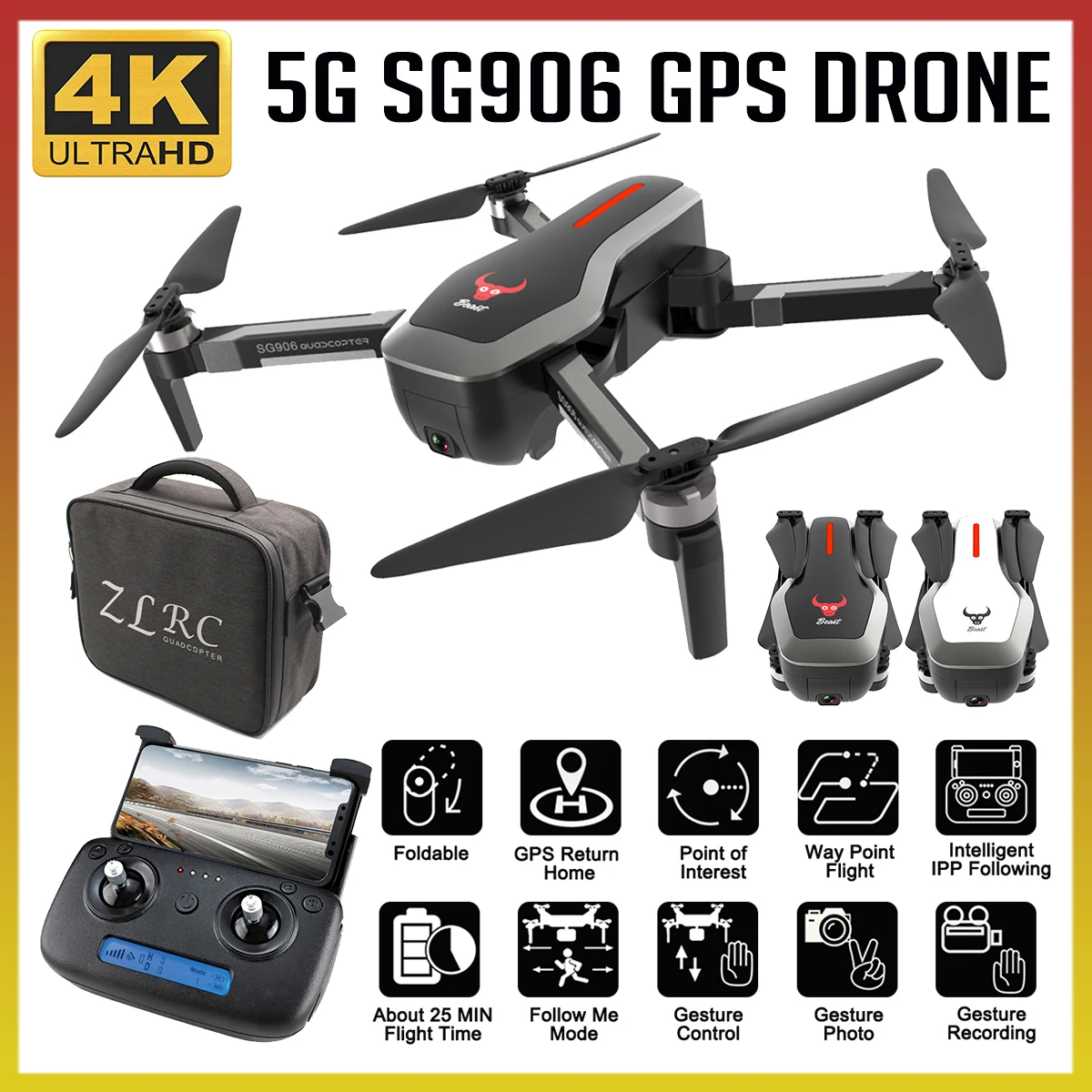 SG906 mini drone GPS 5G WIFI Cámara 4K sin escobillas Selfie RC drone FPV Drones con cámara HD RC helicóptero con giroscopio