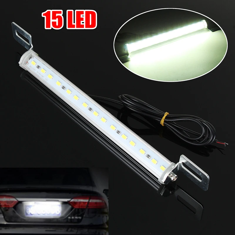 Buy QCDIN Car License Plate Light 15 SMD 5730 LED White Reverse Aid Light DC 12V Line Length Ultra Bright Car License Plate Lamp