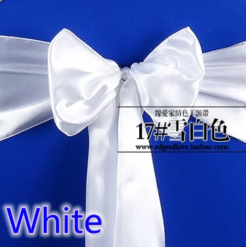 

White colour high quality satin sash chair bow for chair covers sash spandex party and wedding decoration wholesale