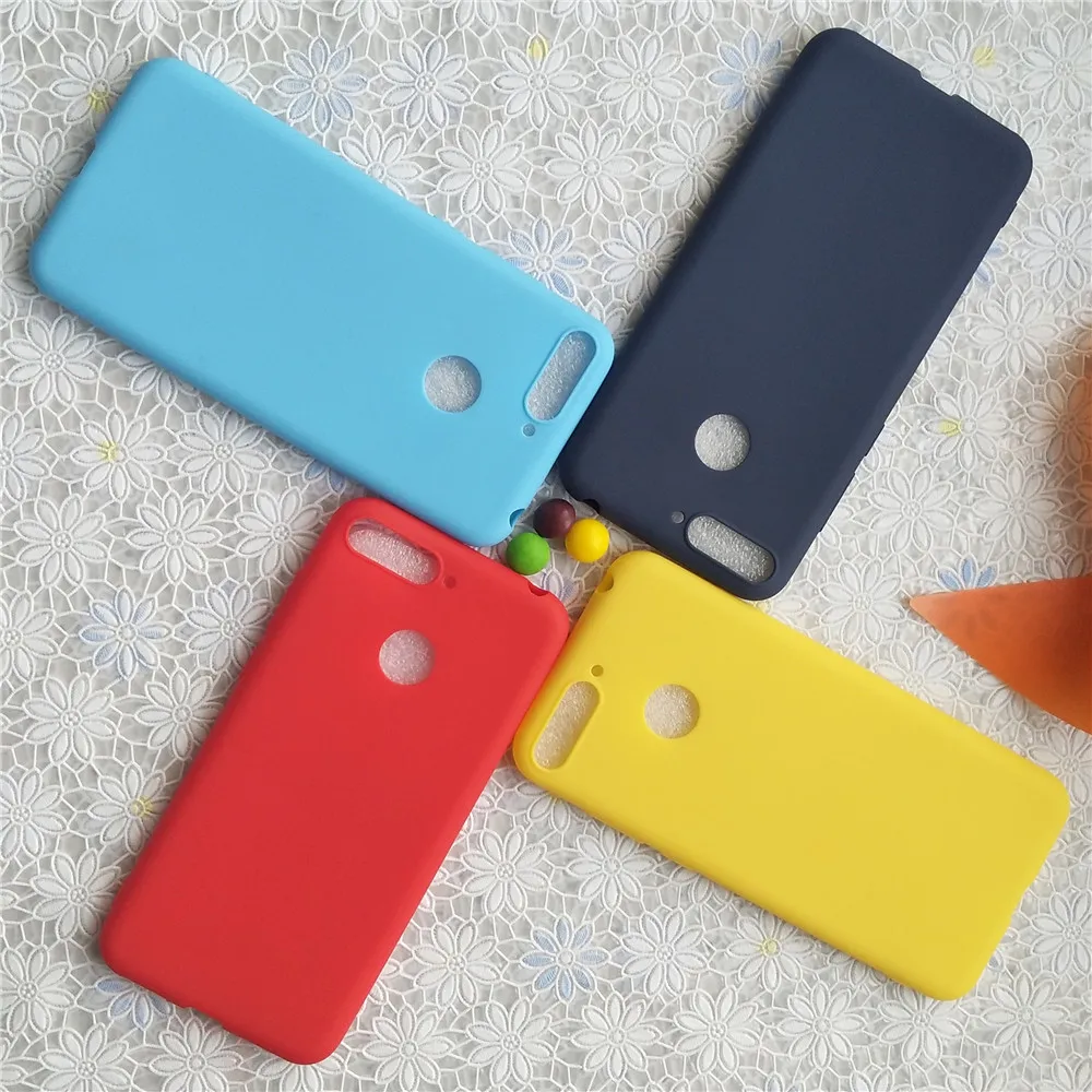 Простая однотонная задняя крышка для Huawei Y6Prime 2018 Macarons Цветной силиконовый