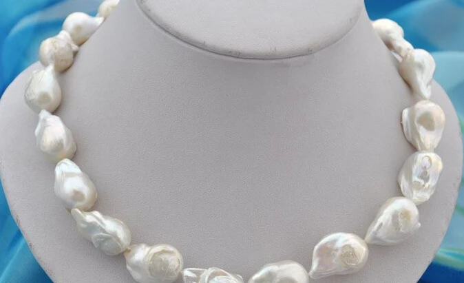 

huij 001523 18"23mm baroque white reborn keshi pearl necklace