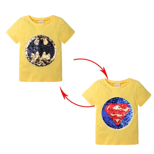 PR-361, летние топы для мальчиков, волшебная Блестящая футболка с блестками для мальчиков и девочек 2-7T хлопковые топы, детский волшебный пуловер для обесцвечивания - Цвет: 021