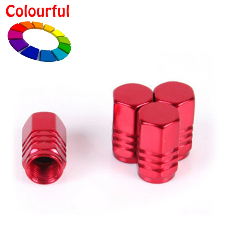 

4pcs Colourful Alloy Car Wheel Tire Valves Caps Car Stickers Tire Pressure Cap Auto Tires Nozzle Decoration Dazzling Personality