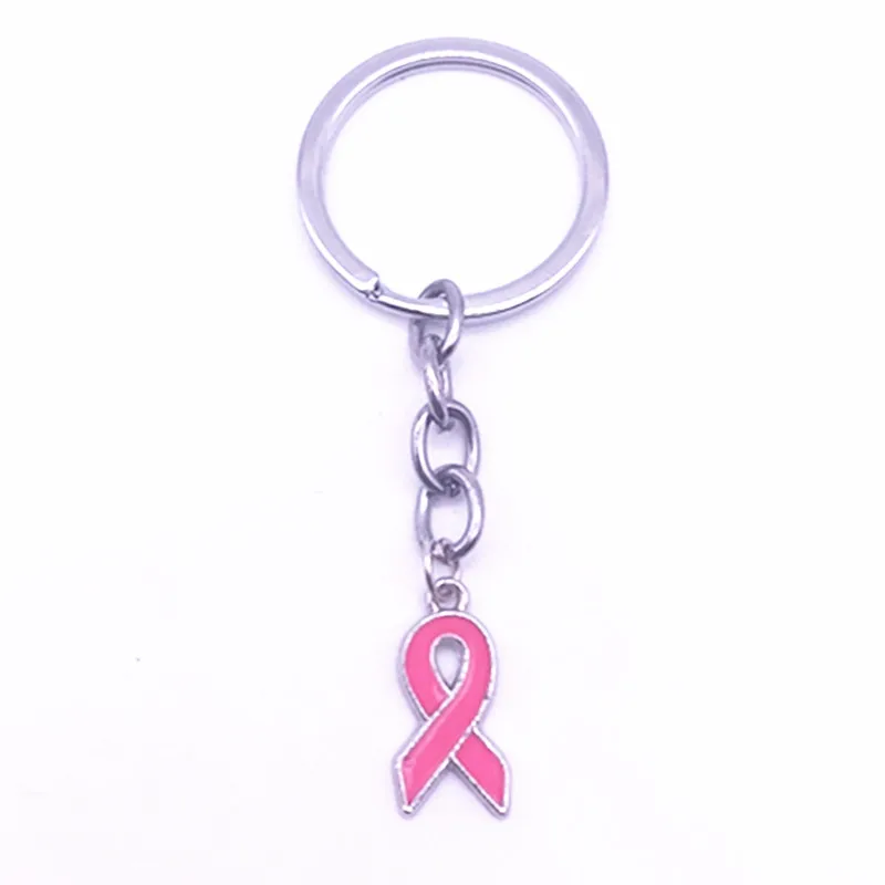 Лидер продаж, брелок для ключей с розовой лентой и кольцом для ключей для мужчин и женщин, подарки, 1 шт./лот