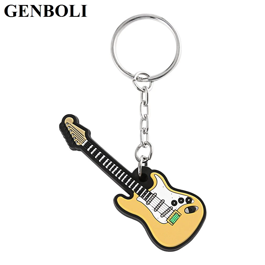 GENBOLI Music Violin Shape Silicone Keychain Key Ring Caps Chain Lovely Holder Pendant Gift For Men And Women | Украшения и