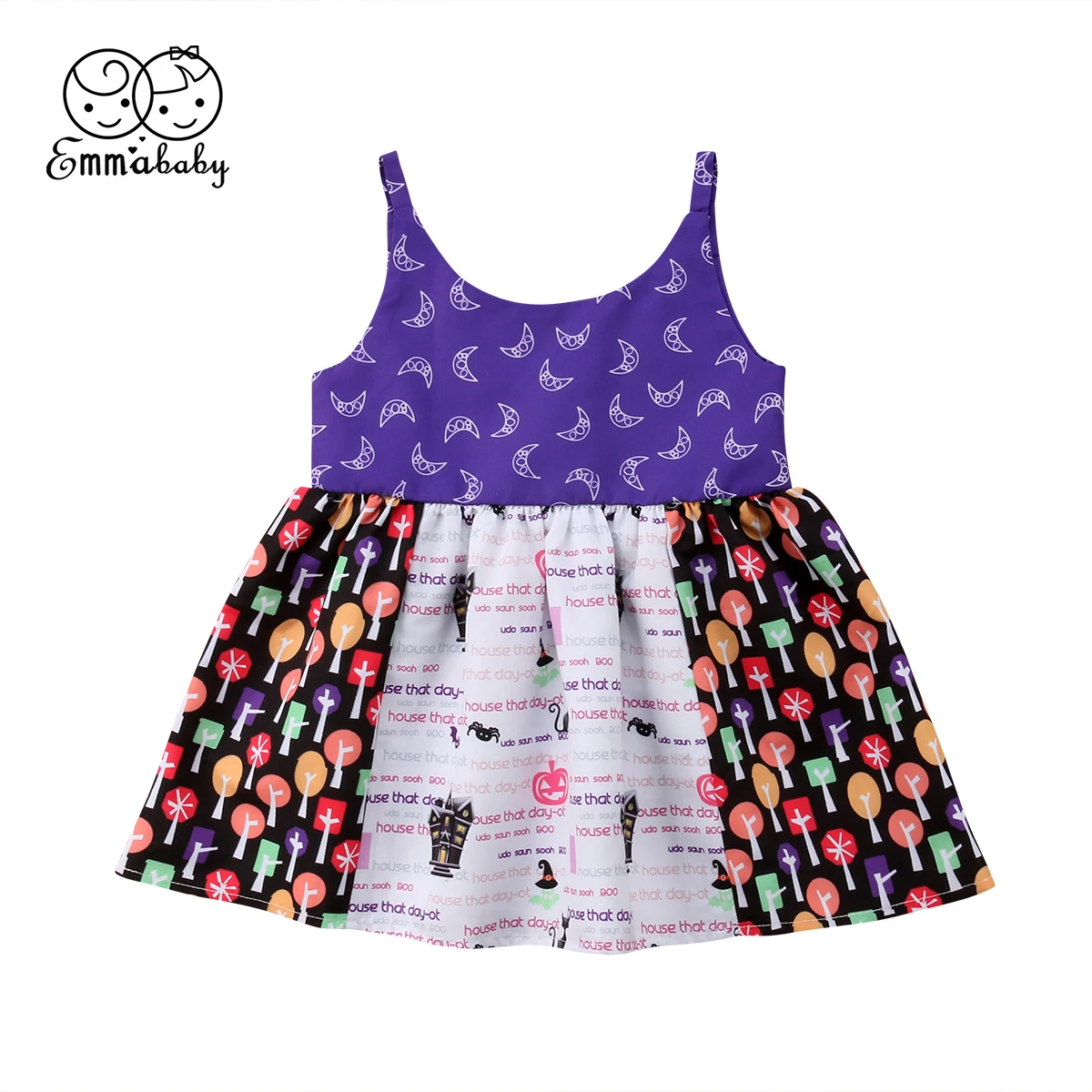 

Cute Princess Toddler Kids Baby Girl Halloween Dress Sleeveless Print Strap Tutu Party Dresses Costume