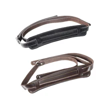 Brown and black Cow Leather Padded font b Guitar b font Strap Soft Durable Adjustable Soldiers