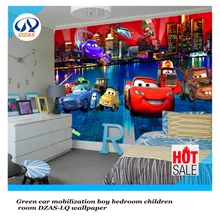 Обои для детской комнаты с изображением зеленого автомобиля DZAS-LQ
