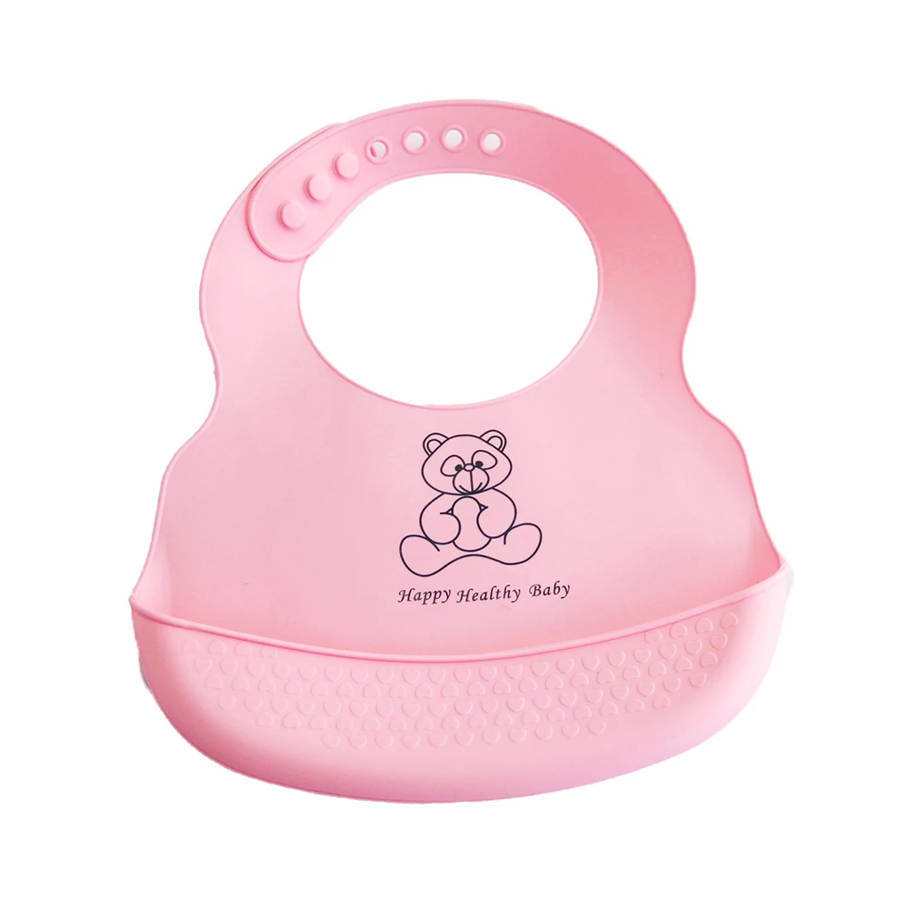 

Cartoon Prints Kids Silicon Bib Baby Bib Children's Winter Adjustable Waterproof Bib Baby Feeding Tools Boy Girl Bibs Apron