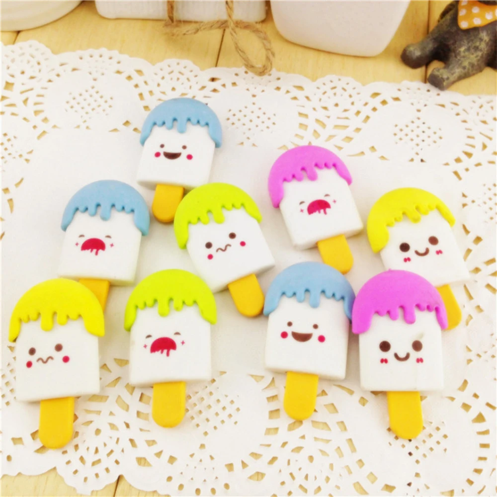5Pcs/set Kawaii High Quality Kawaii Eraser Ice Cream Eraser Smile Face