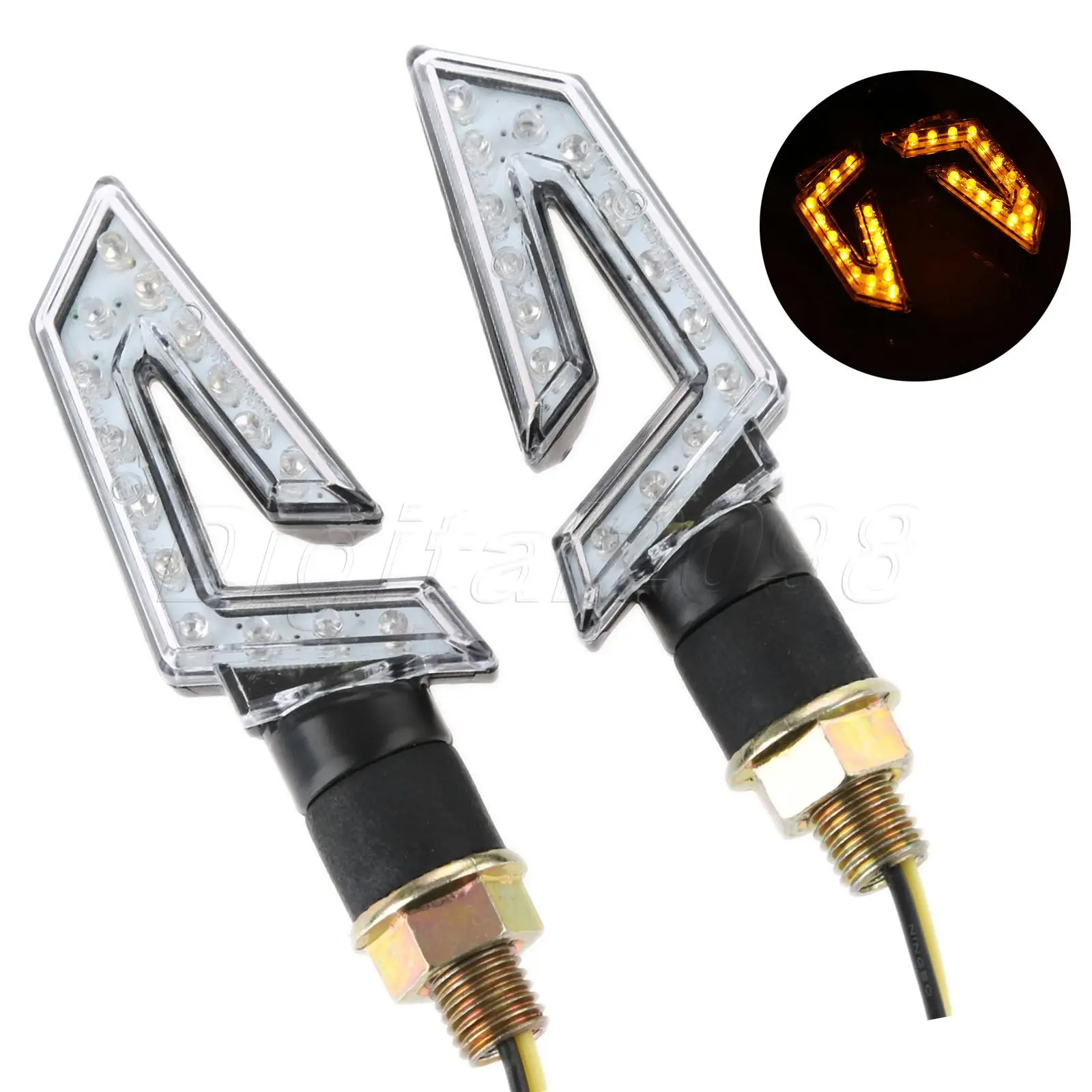 Yetaha 2pcs Motorcycle Light Lamp Turn Signal Indicator 1Pair Flashing